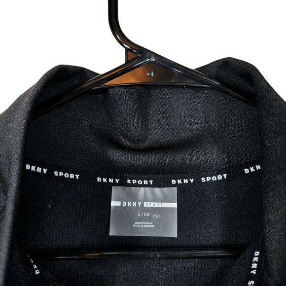 DKNY Sport 1/4 Zip Pullover Sweatshirt Women L Colorblock‎ Black White Blue LOGO - Picture 3 of 12